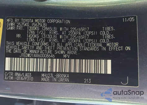2006 Toyota Highlander Hybrid Limited V6 from USA, damaged, VIN JTEDW21AX60008646